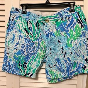 Lilly Pulitzer Blue and Green Women's Shorts
